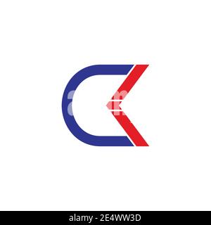 letter ck simple geometric motion arrow geometric line logo vector Stock Vector