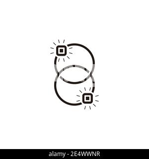 linked circles rings object unique geometric line logo vector Stock Vector
