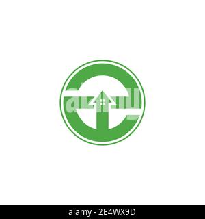 letter e green eco house logo vector Stock Vector