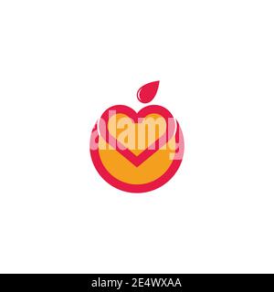 love orange fruit leaf colorful geometric line symbol vector Stock Vector