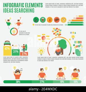 Ideas infographic set with creativity and inspiration symbols and charts vector illustration Stock Vector