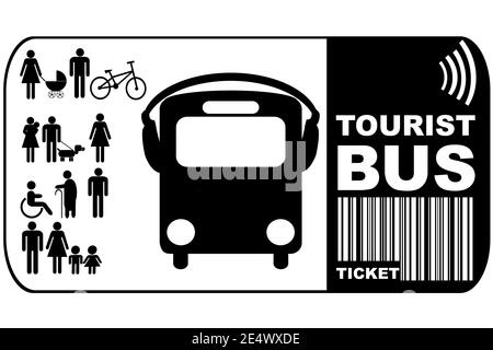 Tourist bus ticket isolated on white background Stock Vector