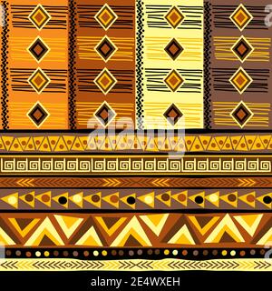 Colored african patchwork background with african motifs Stock Vector ...