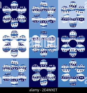 Floral geometrical background with flowers in squares Stock Vector