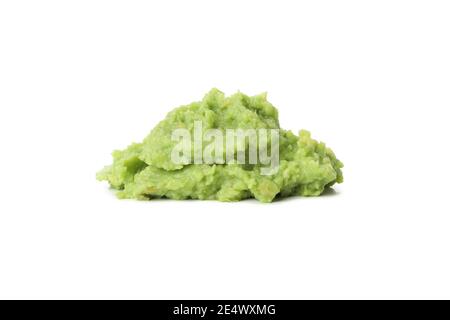 Heap of fresh guacamole isolated on white, a guacamole heap, a creamy green guacamole avocado spread with soft texture Stock Photo