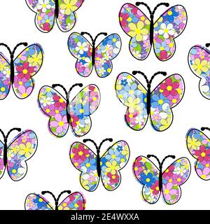 Floral pattern butterfly seamless pattern Stock Vector