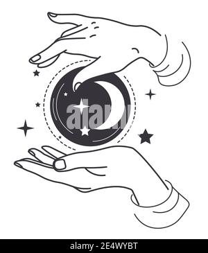Hands with witch bauble future telling witchcraft Stock Vector