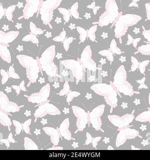 Seamless pattern with butterflies and flowers Stock Vector