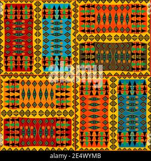 Colored african patchwork background with african motifs Stock Vector ...
