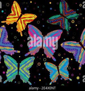 Abstract seamless background with patterned butterflies Stock Vector
