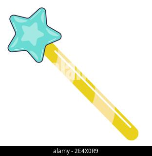 Magic wand with star, cartoon wizards stick vector Stock Vector