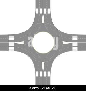 Roundabout road junction over white background Stock Vector