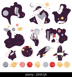 Universe and outer space solar system planets Stock Vector