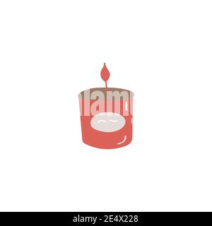 Candle in candlestick icon. Doodle hand drawn flat colored vector icon Stock Vector