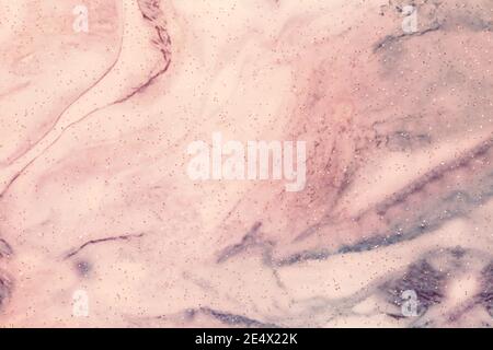 Abstract art background light pink and blue colors. Watercolor painting on canvas with shiny sparkles and rose gradient. Artwork on paper with coral p Stock Photo