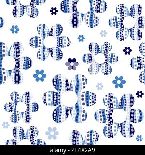 Seamless pattern with flowers in blue colors Stock Vector