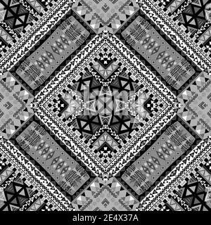 Black and white ethnic patchwork design Stock Vector