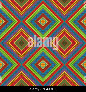 Colorful geometric decorative ethnic motifs seamless pattern Stock Vector
