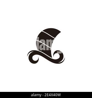 simple waves boat geometric sail symbol logo vector Stock Vector