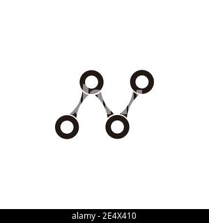 abstract letter n linked chain points logo vector Stock Vector
