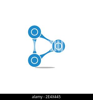linked dots chain strong simple triangle geometric logo vector Stock Vector