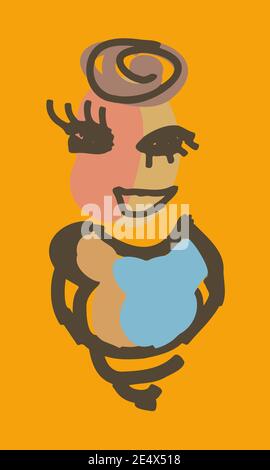 face drawing, portrait of an abstract person against a background of colorful blurred, mixed spots Stock Vector