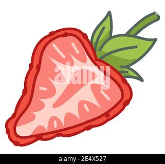 Strawberry cut in half, sweet ripe fruit berry Stock Vector