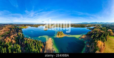Grosser Ostersee lake, Osterseen, Oster Lakes, Five Lakes District, Upper Bavaria, Bavaria, Germany, Europe Stock Photo