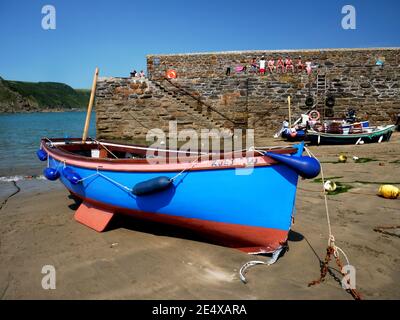 Low tide in the harbour at Gorran Haven, Cornwall. Stock Photo