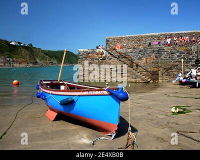 Low tide in the harbour at Gorran Haven, Cornwall. Stock Photo