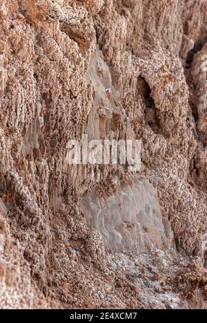 Surface of rough wall of rocky cliff located in arid Atacama Desert, Chile Stock Photo