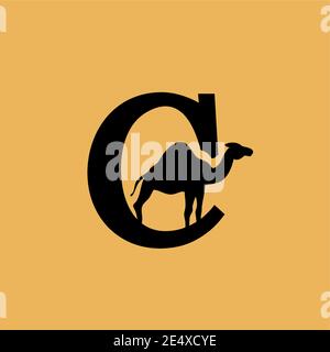 C letter with camel inside logo vector template Stock Vector