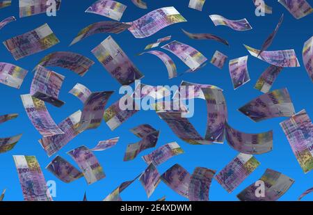 Flying Swiss Franc (isolated with clipping path) Stock Photo