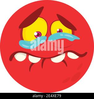Crying cartoon monster face. Vector Halloween monster round avatar Stock Vector