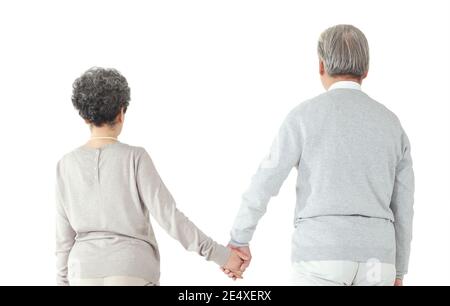 Oriental old couple holding hands high quality photo Stock Photo