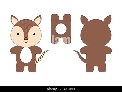 Cute die cut armadillo chocolate egg holder template. Retail paper box for the easter egg. Printable color scheme. Laser cutting vector template. Stock Vector