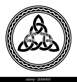 Triquetra with extra twist, Celtic knot, in a circle frame Yoga Mat