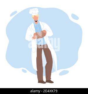 Baked Bread Breaking Bakehouse Worker Chef Vector Stock Vector Image ...