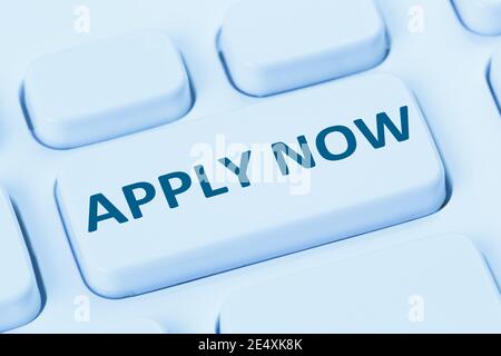 Application apply online job search searching business concept internet blue symbol computer keyboard Stock Photo