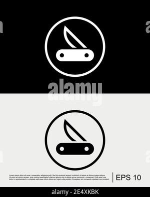 Pocket Knife Icon Template Stock Vector