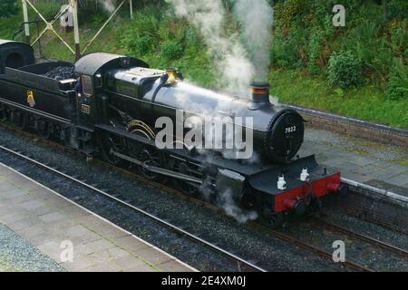 Manor Class steam Locomotive 7822 in steam at Bishops Lydeard Station ...