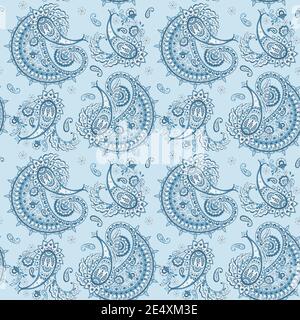 Paisley Ornamental seamless pattern. kalamkari vector fabric background Stock Vector