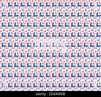 Checkmark diagonal geometry seamless Pattern. Blue pink seamless scandinavian pattern. Vector illustration Stock Vector