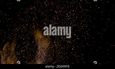 Fire particles, towards the sky. Abstract dark glitter fire particles ...