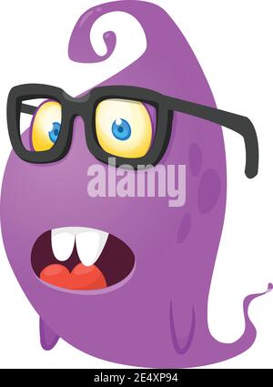 Funny cartoon ghost monster. Vector Halloween illustration Stock Vector