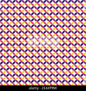 Geometric shaped blue purple red yellow circle seamless vector pattern for wallpaper, background, gift wrapping and various print purposes Stock Vector