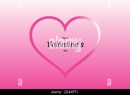 Valentine's day illustration with pink gradient heart on pink gradient background Stock Vector
