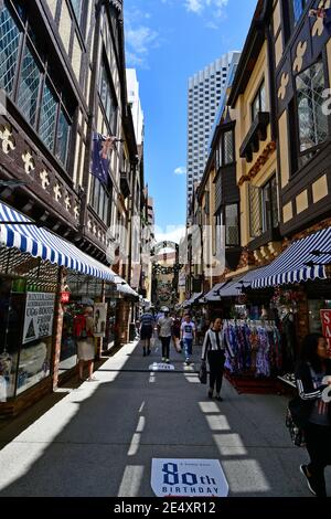 Perth, WA, Australia - November 28, 2017: Unidentified people in London Court, preferred shopping and dining arcade in the capital of Western Australia Stock Photo