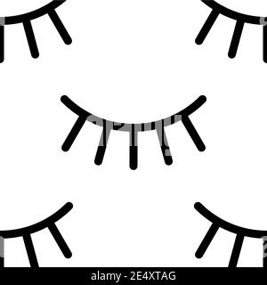 Seamless monochrome eyelash pattern. Vector background Stock Vector