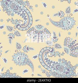 Paisley Ornamental seamless pattern. kalamkari vector fabric background Stock Vector